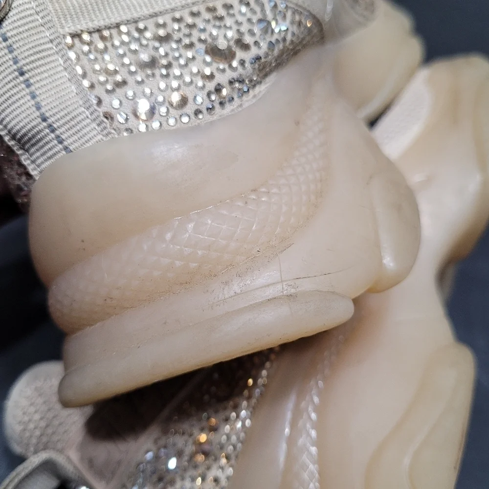 Steve Madden Maxima Multi Tan Blush Sparkle Rhinestone Sneakers Women's Size 7.5